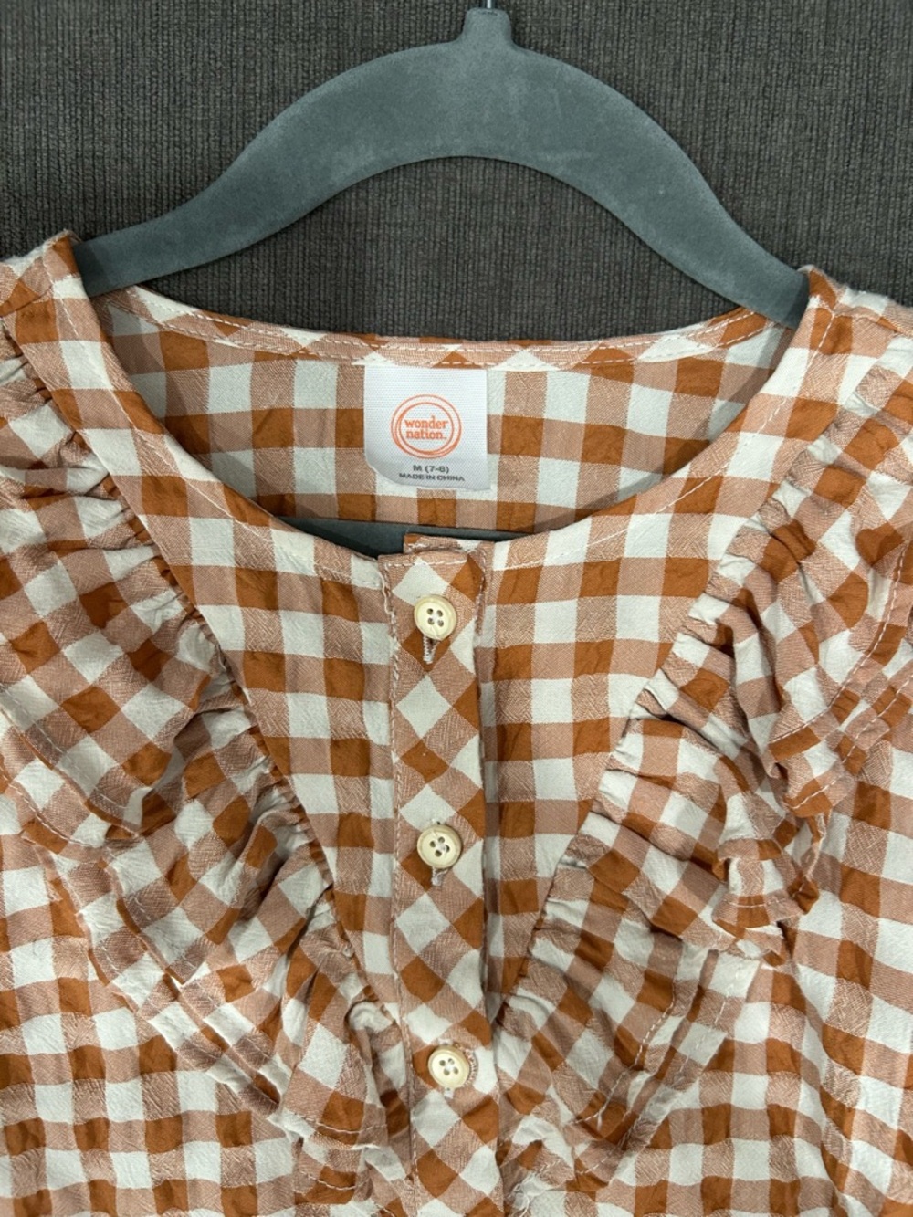 Wonder Nation Gingham Girl’s Top Size Medium 7/8 - Picture 3 of 4